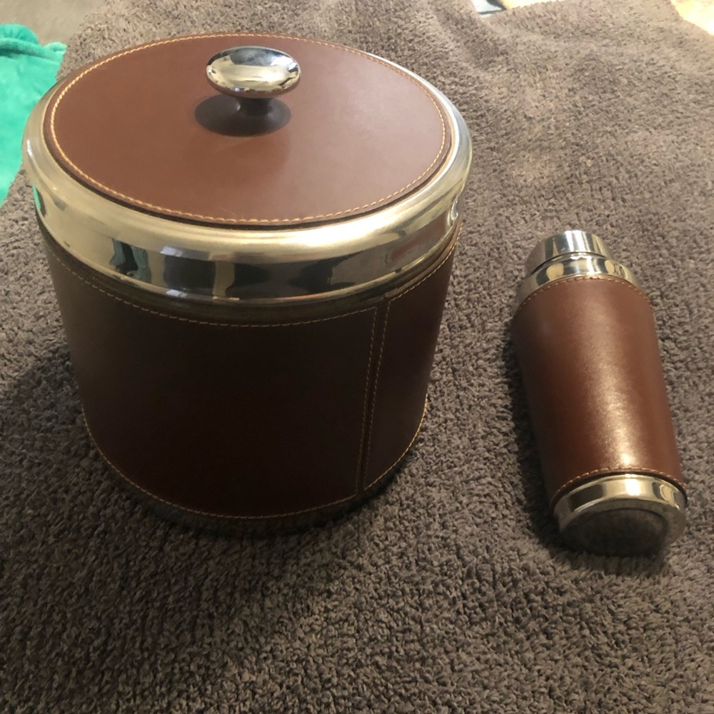 Hampton Home Vintage champagne ice bucket and cocktail shaker set